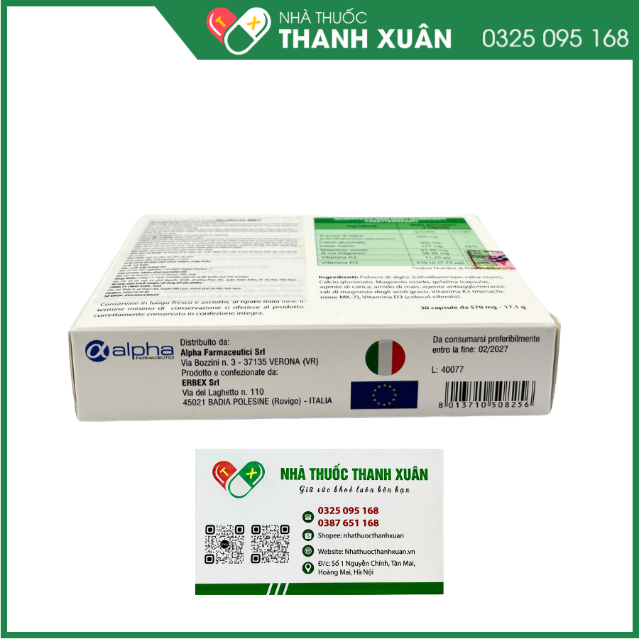 Alcalforte MK7 - Bổ sung canxi, magie, vitamin D3, vitamin K2 cho cơ thể